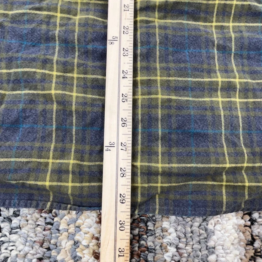 Banana Republic Flannel Shirt Men Large Blue Green‎ Button Up Tartan Plaid Camp
